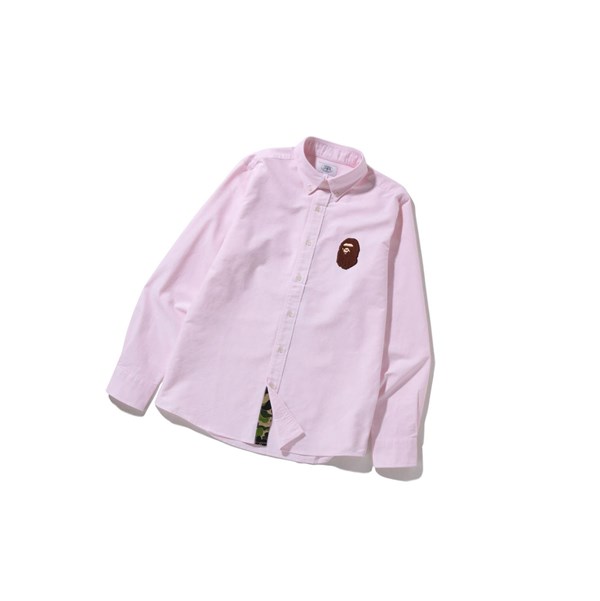 Camisas A BATHING APE Bape Large Ape Head Oxford Bd Long Sleeve Hombre Rosas | CGSN91435