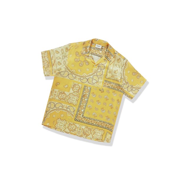 Camisas A BATHING APE Bape Paisley Print Corta Sleeve Hombre Amarillo | PZMW57384