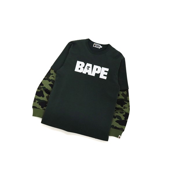 Camiseta A BATHING APE Bape 1st Camo Layered L/S Tee Long Sleeve Hombre Verde | EYVF98541