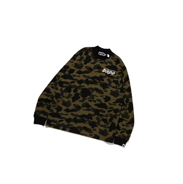 Camiseta A BATHING APE Bape 1st Camo Mock Neck Relaxed Fit L/S Tee Long Sleeve Hombre Verde | XONW12786