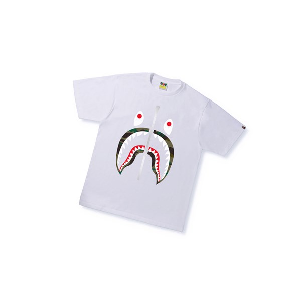 Camiseta A BATHING APE Bape 1st Camo Shark Tee Corta Sleeve Hombre Blancas | HLGM67581