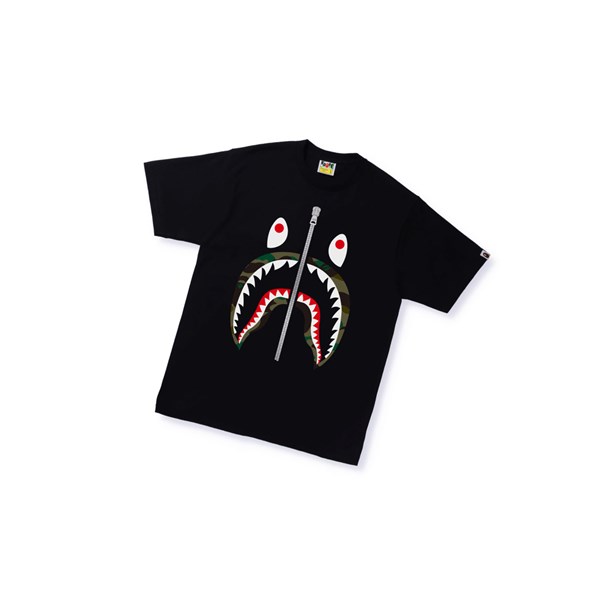 Camiseta A BATHING APE Bape 1st Camo Shark Tee Corta Sleeve Hombre Negras | UYCS43287