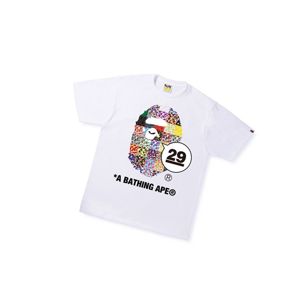 Camiseta A BATHING APE Bape A Bathing Ape 29th Anniversary Ape Head Tee Corta Sleeve Hombre Blancas | BKEV82416