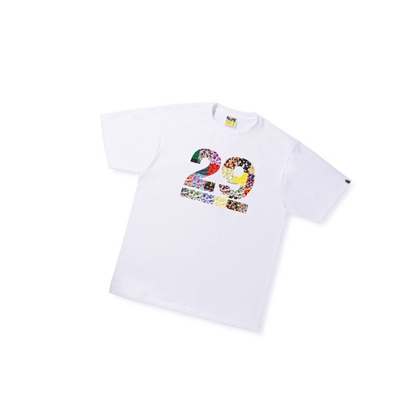 Camiseta A BATHING APE Bape A Bathing Ape 29th Anniversary Tee Corta Sleeve Hombre Blancas | INXO21579