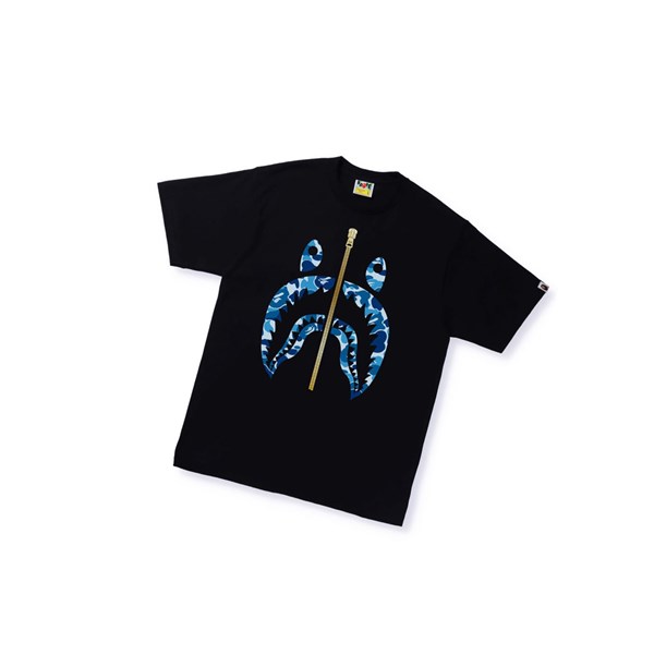 Camiseta A BATHING APE Bape Abc Camo Shark Tee Corta Sleeve Hombre Negras | NIJD65390