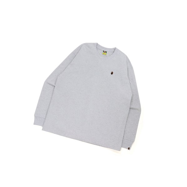 Camiseta A BATHING APE Bape Ape Head One Point Relaxed Fit L/S Tee Long Sleeve Hombre Gris | VRCK64837