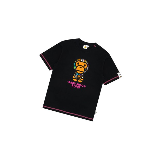 Camiseta A BATHING APE Bape Baby Milo Tee Corta Sleeve Hombre Negras | RDPF32806