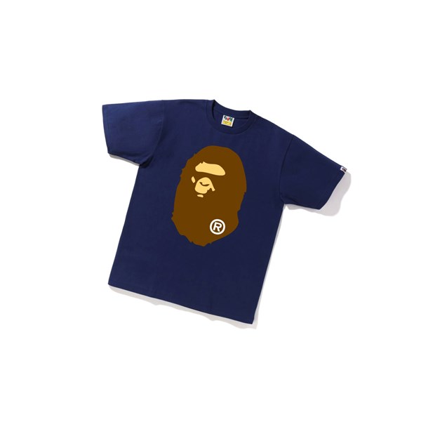 Camiseta A BATHING APE Bape Big Ape Head Tee Corta Sleeve Hombre Azul Marino Azules | NVMC28651