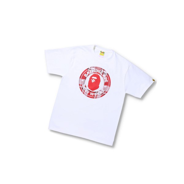 Camiseta A BATHING APE Bape Check Gift Busy Works Tee Corta Sleeve Hombre Blancas | EGIF81472