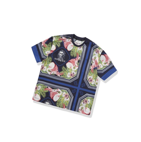 Camiseta A BATHING APE Bape Floral Print Ape Head Tee Corta Sleeve Hombre Azules | FTGO35961