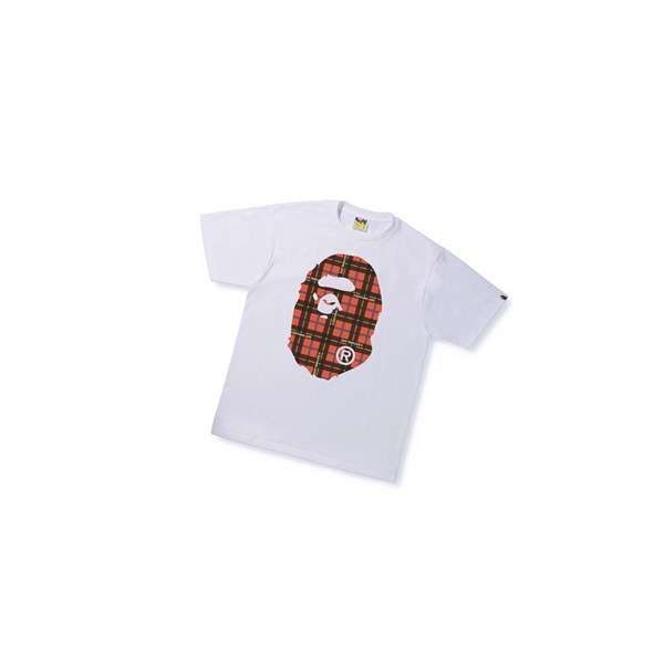 Camiseta A BATHING APE Bape Logo Check Big Ape Head Tee Corta Sleeve Hombre Blancas | JPRH06149