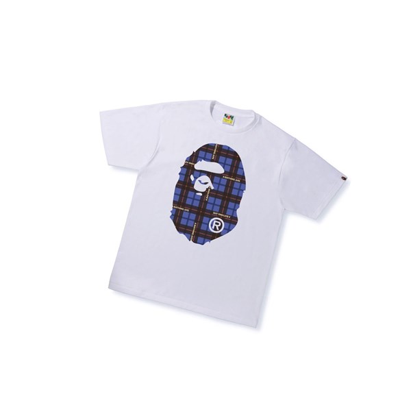 Camiseta A BATHING APE Bape Logo Check Big Ape Head Tee Corta Sleeve Hombre Blancas | OLQK76954