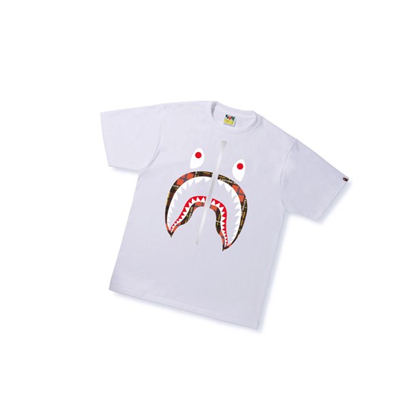 Camiseta A BATHING APE Bape Logo Check Shark Tee Corta Sleeve Hombre Blancas | BTLX97160