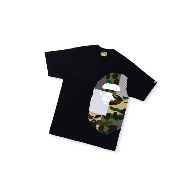 Camiseta A BATHING APE Bape Military Crazy Side Big Ape Head Tee Corta Sleeve Hombre Negras | DFPK46350