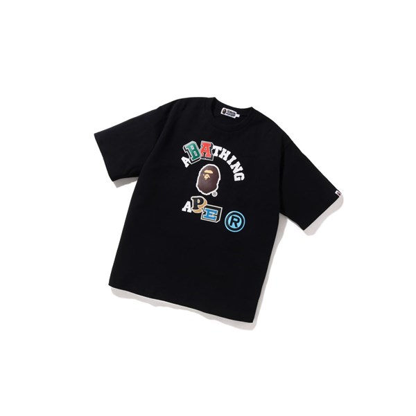 Camiseta A BATHING APE Bape Multi Fonts Relaxed Fit College Tee Corta Sleeve Hombre Negras | EXHV73089