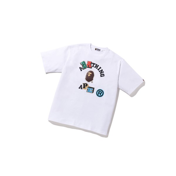 Camiseta A BATHING APE Bape Multi Fonts Relaxed Fit College Tee Corta Sleeve Hombre Blancas | HJVB45391