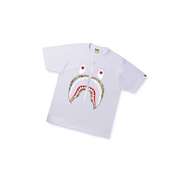 Camiseta A BATHING APE Bape Sand Camo Shark Tee Corta Sleeve Hombre Blancas | DHWA43859