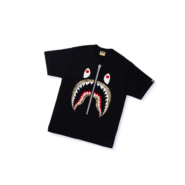 Camiseta A BATHING APE Bape Sand Camo Shark Tee Corta Sleeve Hombre Negras | DUAZ15096