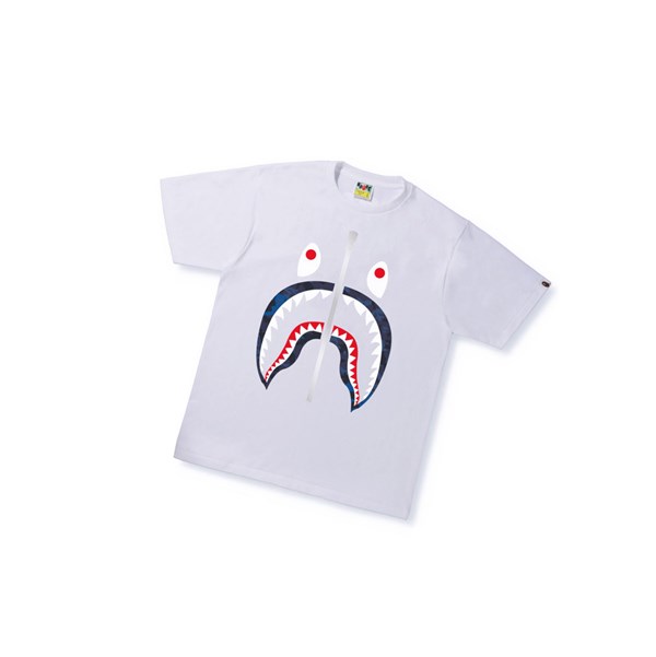 Camiseta A BATHING APE Bape Sand Camo Shark Tee Corta Sleeve Hombre Blancas | WSKF82594