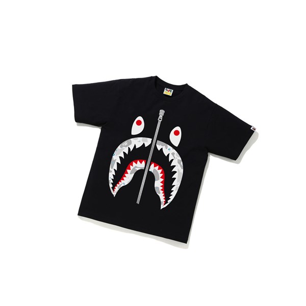 Camiseta A BATHING APE Bape Space Camo Shark Tee Corta Sleeve Hombre Negras | EJQH86972