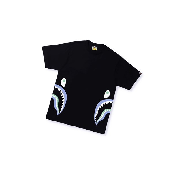 Camiseta A BATHING APE Bape Text Code Camo Side Shark Tee Corta Sleeve Hombre Negras | MPWJ91640