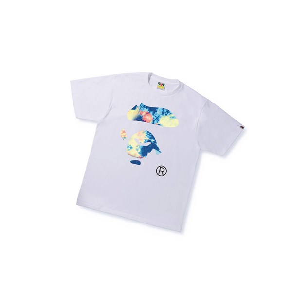 Camiseta A BATHING APE Bape Tie Dye Ape Face Tee Corta Sleeve Hombre Blancas | SBIJ32084