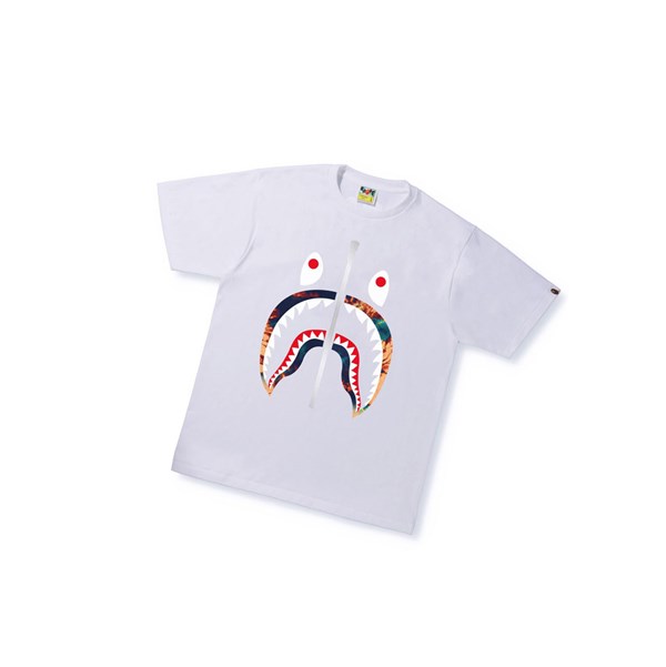 Camiseta A BATHING APE Bape Tie Dye Shark Tee Corta Sleeve Hombre Blancas | PMHG87634