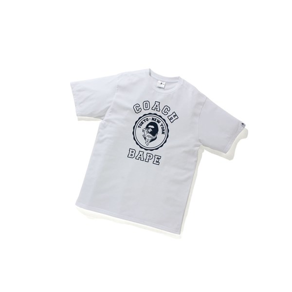 Camiseta A BATHING APE Bape X Coach College Tee Corta Sleeve Hombre Blancas | BMSV62897