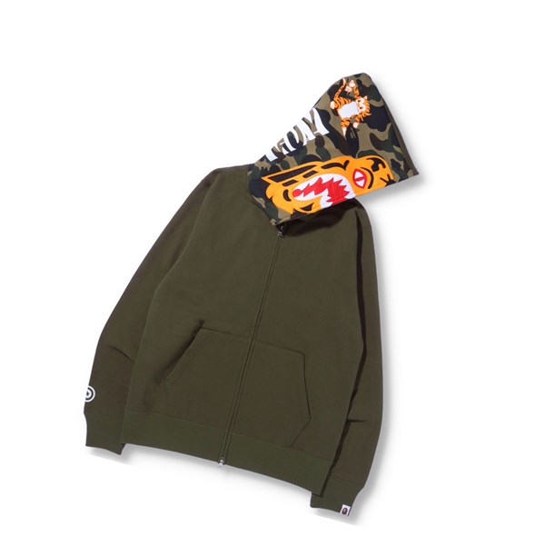 Sudadera Con Capucha A BATHING APE Bape Tiger Full Zip Throughs Hombre Verde | XBKU01254