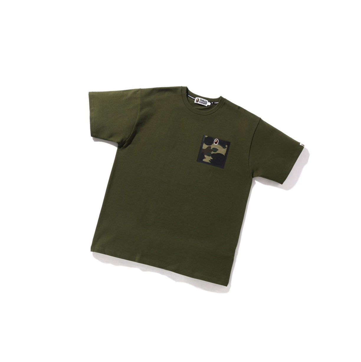 Camiseta A BATHING APE Bape 1st Camo Pocket Tee Corta Sleeve Hombre Verde | VDXA83524