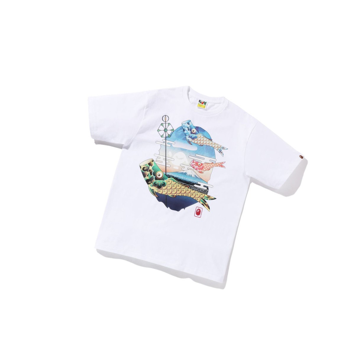 Camiseta A BATHING APE Bape Koinobori Carp Flags Ape Head Tee Corta Sleeve Hombre Blancas | JKMI23897