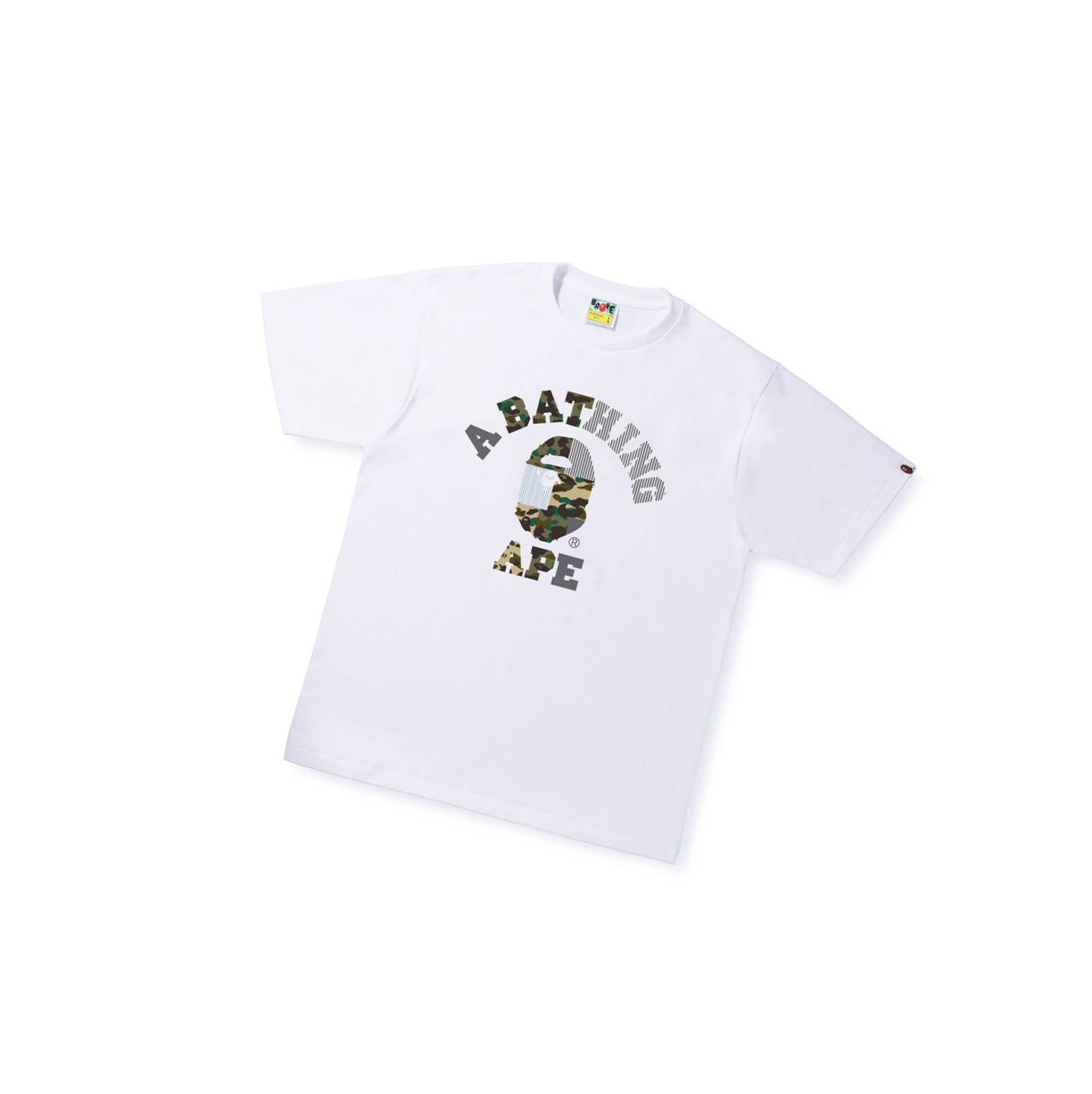 Camiseta A BATHING APE Bape Military Crazy College Tee Corta Sleeve Hombre Blancas | EZGW92750