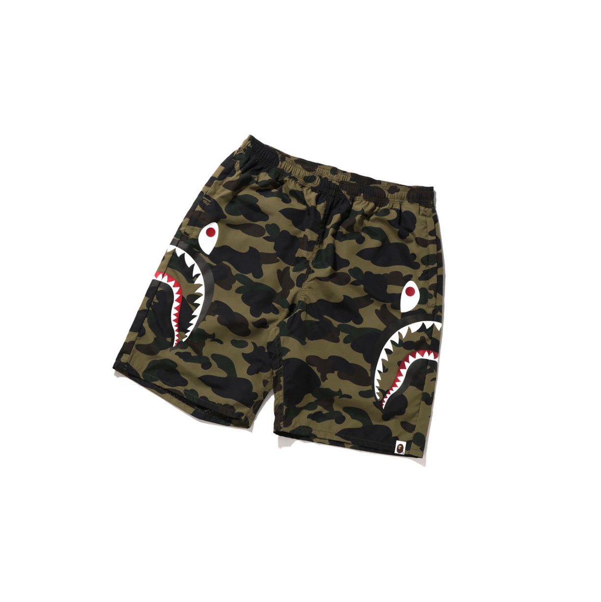 Pantalones Cortos A BATHING APE Bape 1st Camo Side Shark Beach Hombre Verde | HVFS30186