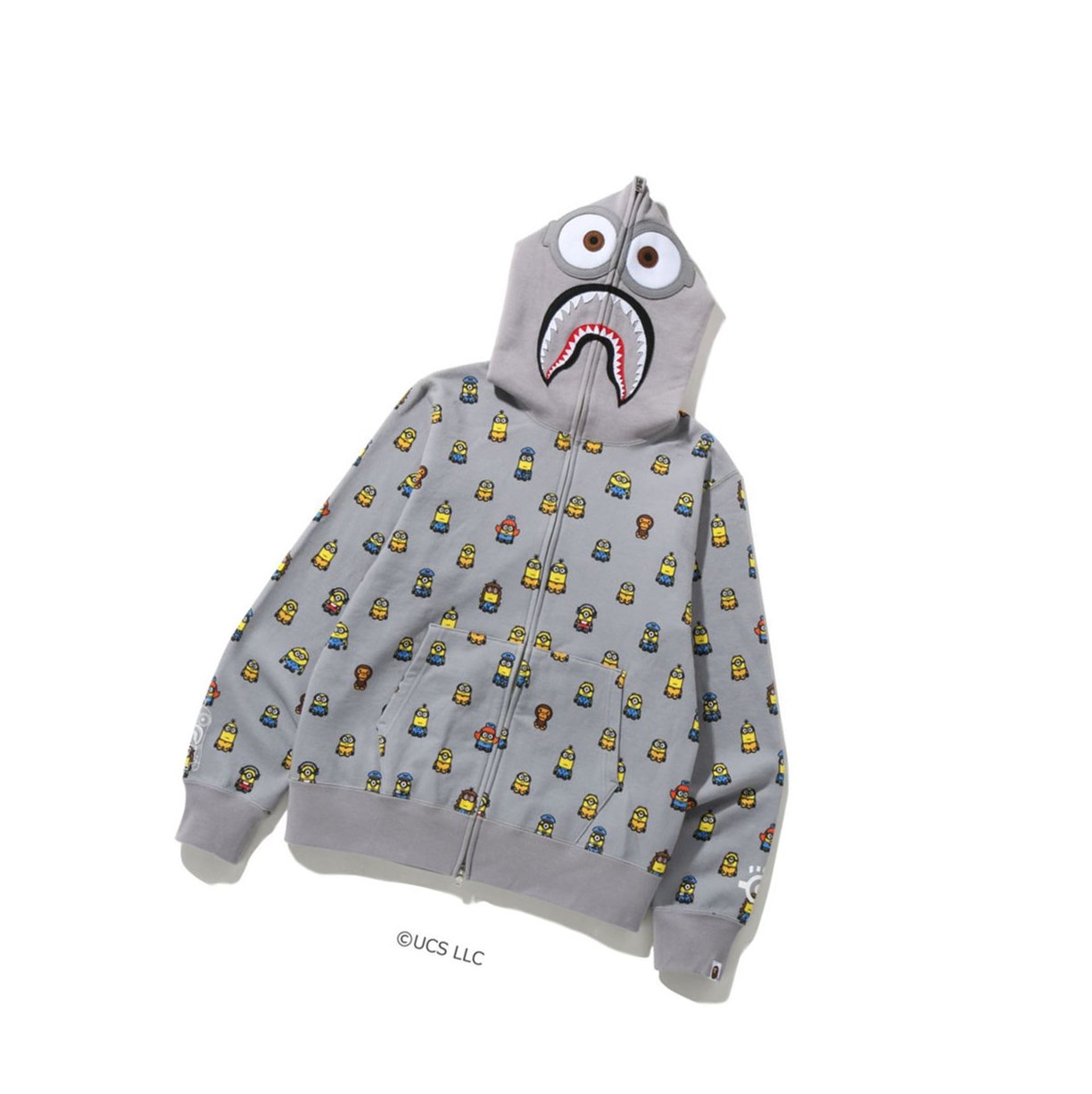 Sudadera Con Capucha A BATHING APE Bape X Minions Shark Full Zip Throughs Hombre Gris | CHZM27683