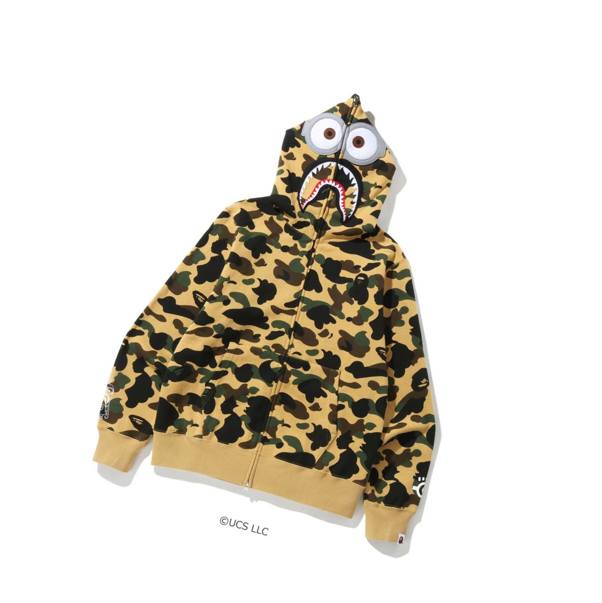 Sudadera Con Capucha A BATHING APE Bape X Minions 1st Camo Minions Shark Full Zip Throughs Hombre Amarillo | PNBZ95148