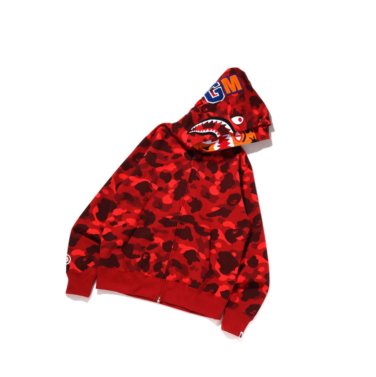 Sudadera Con Capucha A BATHING APE Bape Color Camo Tiger Shark Anchos Full Zip Double Zip Throughs Hombre Rojas | QGXS81467