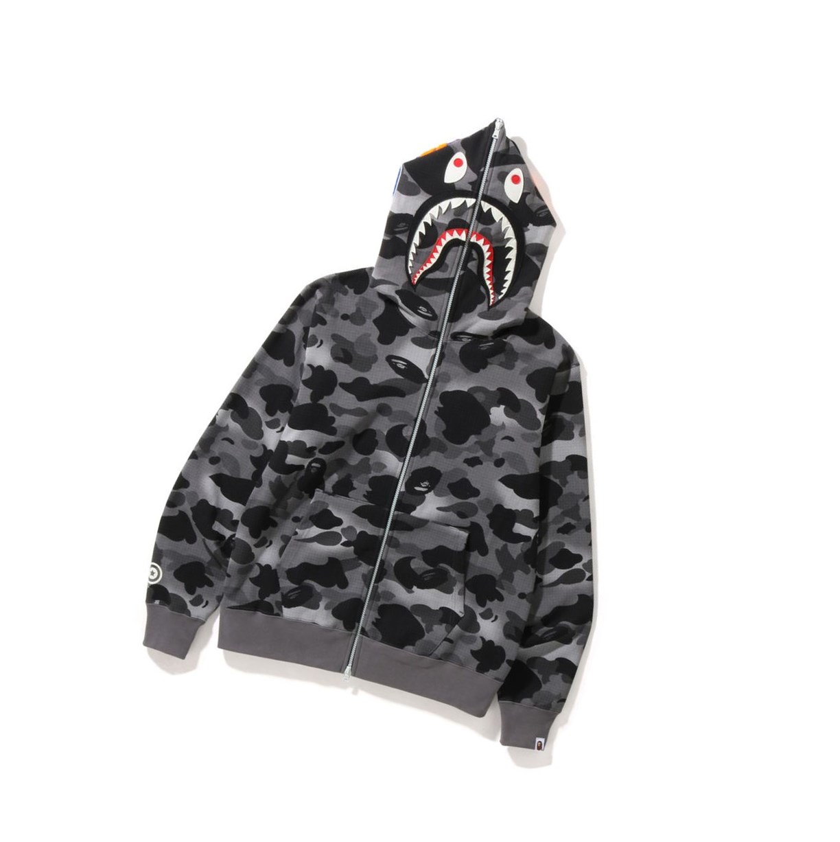 Sudadera Con Capucha A BATHING APE Bape Grid Camo Shark Full Zip Throughs Hombre Negras | SMEZ05943