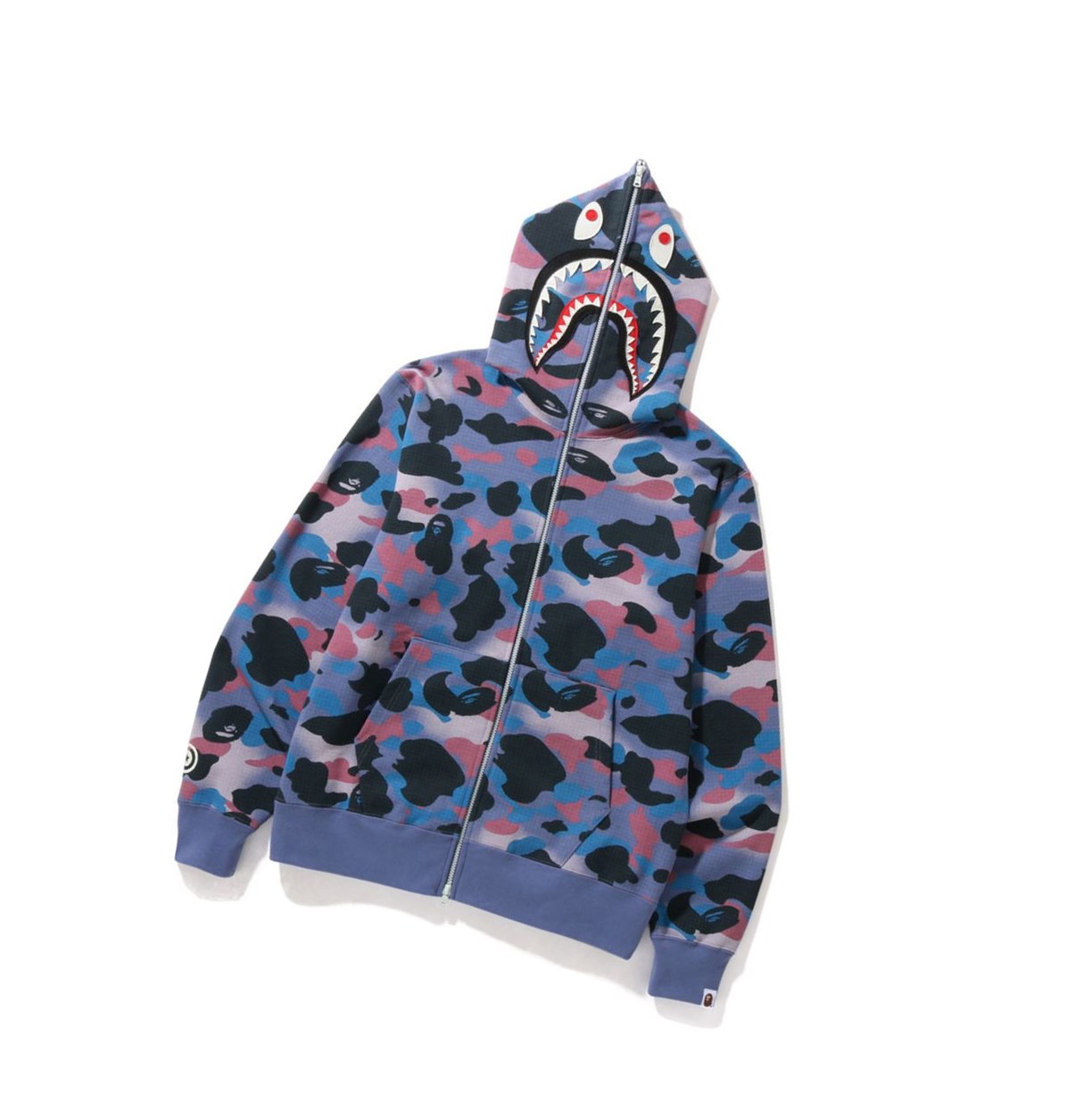 Sudadera Con Capucha A BATHING APE Bape Grid Camo Shark Full Zip Throughs Hombre Moradas | VCRL86204